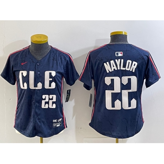 Women's Cleveland Guardians #22 Josh Naylor Number Navy 2024 City Connect Limited Stitched Jersey - Ujersey