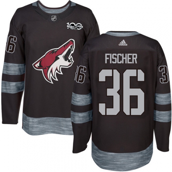Men's Adidas Arizona Coyotes #36 Christian Fischer Authentic Black 1917-2017 100th Anniversary NHL Jersey - Ujersey