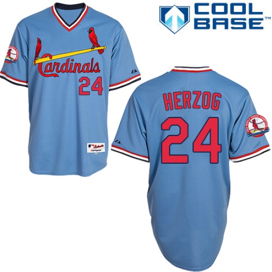 Men's Majestic St. Louis Cardinals #24 Whitey Herzog Authentic Blue 1982 Turn Back The Clock MLB Jersey - Ujersey
