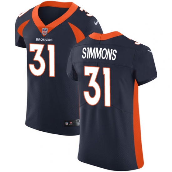 Men's Nike Denver Broncos #31 Justin Simmons Navy Blue Alternate Vapor Untouchable Elite Player NFL Jersey - Ujersey