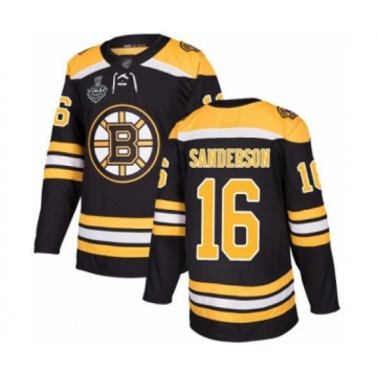 Youth Boston Bruins #16 Derek Sanderson Authentic Black Home 2019 Stanley Cup Final Bound Hockey Jersey