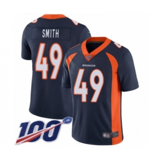 Men's Denver Broncos #49 Dennis Smith Navy Blue Alternate Vapor Untouchable Limited Player 100th Season Football Jersey - Ujersey
