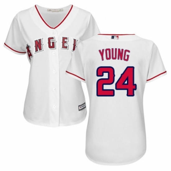 Women's Majestic Los Angeles Angels of Anaheim #24 Chris Young Replica White Home Cool Base MLB Jersey - Ujersey