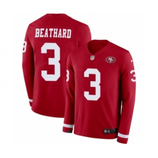 Youth Nike San Francisco 49ers #3 C. J. Beathard Limited Red Therma Long Sleeve NFL Jersey - Ujersey