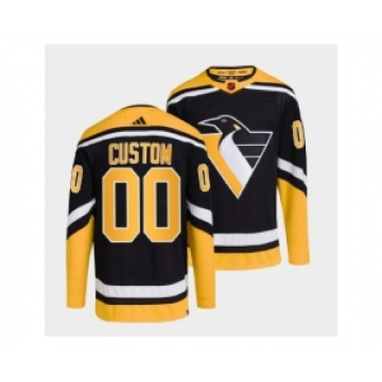 Men's Pittsburgh Penguins Custom Black 2022 Reverse Retro Stitched Jersey - Ujersey