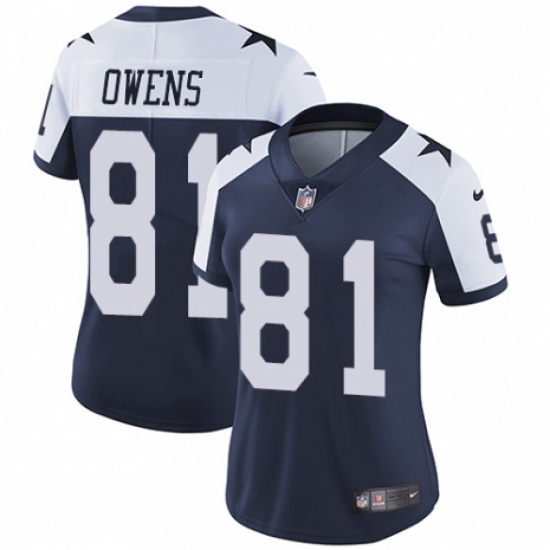 Women's Nike Dallas Cowboys #81 Terrell Owens Navy Blue Throwback Alternate Vapor Untouchable Elite Player NFL Jersey - Ujersey