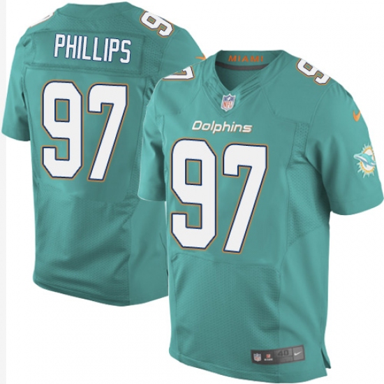 Men's Nike Miami Dolphins #97 Jordan Phillips Elite Aqua Green Team Color NFL Jersey