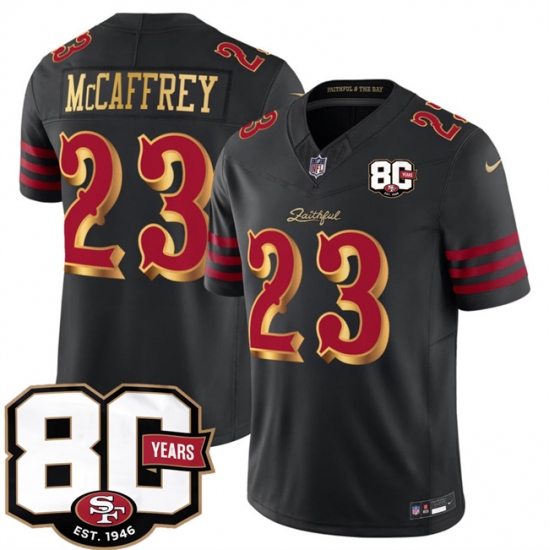 Men's San Francisco 49ers #23 Christian McCaffrey Black 80th Anniversary“Rivalries” 2026 F.U.S.E. Vapor Untouchable Limited Football Stitched Jersey - Ujersey