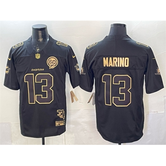 Men's Miami Dolphins #13 Dan Marino Black Gold F.U.S.E. With Limited Stitched Football Jersey