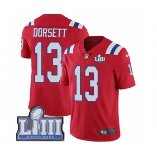 Youth Nike New England Patriots #13 Phillip Dorsett Red Alternate Vapor Untouchable Limited Player Super Bowl LIII Bound NFL Jersey - Ujersey