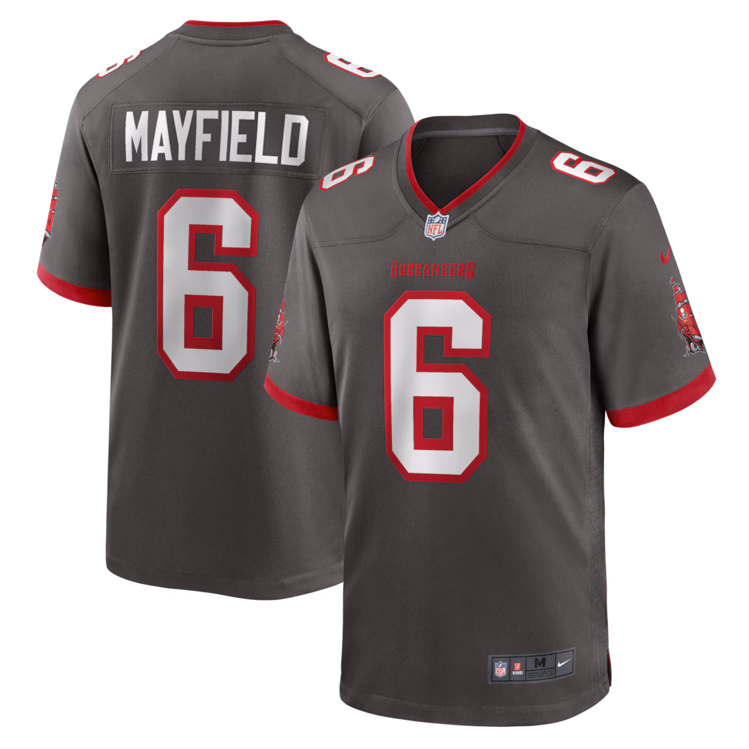 Men's Tampa Bay Buccaneers Baker Mayfield Nike Pewter Alternate Game Player Jersey - Ujersey