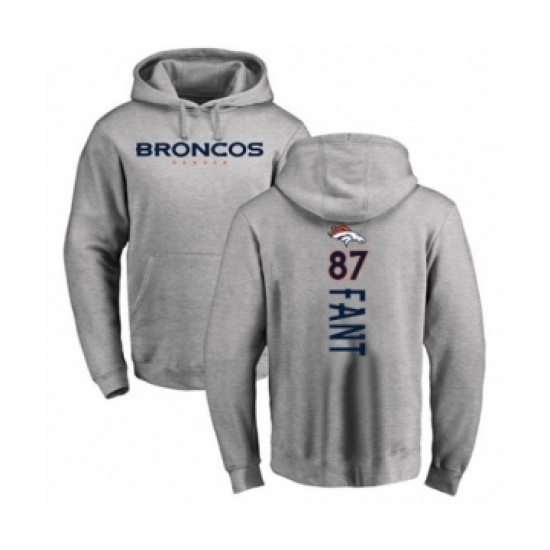 Football Denver Broncos #87 Noah Fant Ash Backer Pullover Hoodie - Ujersey