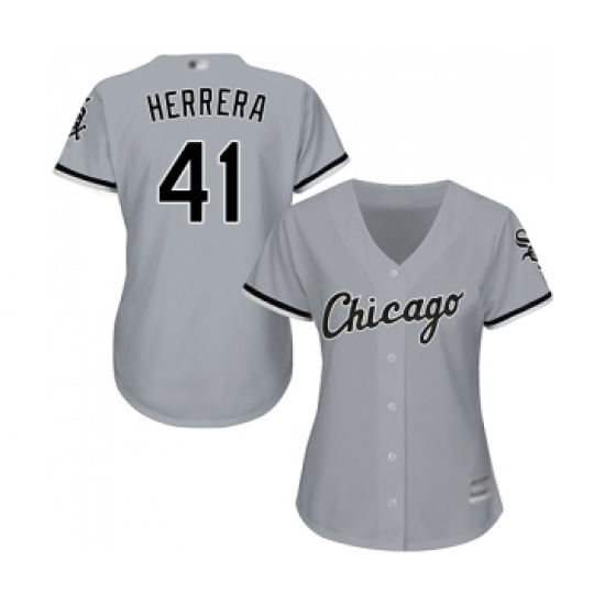 Women's Chicago White Sox #41 Kelvin Herrera Replica Grey Road Cool Base Baseball Jersey - Ujersey