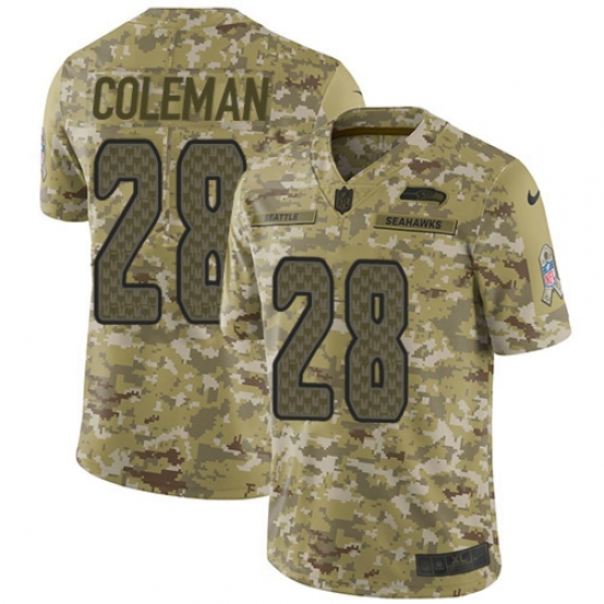 Youth Nike Seattle Seahawks #28 Justin Coleman Limited Camo 2018 Salute to Service NFL Jersey - Ujersey