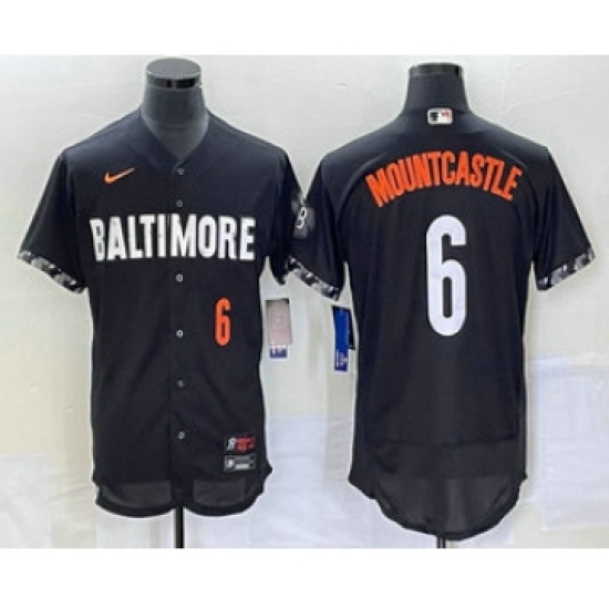 Men's Baltimore Orioles #6 Ryan Mountcastle Number Black 2023 City Connect Flex Base Stitched Jersey2 - Ujersey