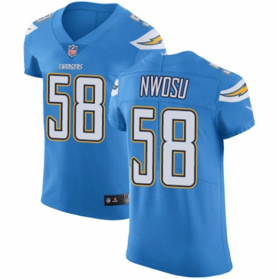 Men's Nike Los Angeles Chargers #58 Uchenna Nwosu Electric Blue Alternate Vapor Untouchable Elite Player NFL Jersey - Ujersey
