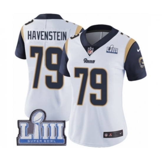 Women's Nike Los Angeles Rams #79 Rob Havenstein White Vapor Untouchable Limited Player Super Bowl LIII Bound NFL Jersey - Ujersey