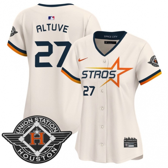 Women's Houston Astros #27 Jose Altuve Cream 2025 City Connect Limited Stitched Baseball Jersey(Run Small) - Ujersey
