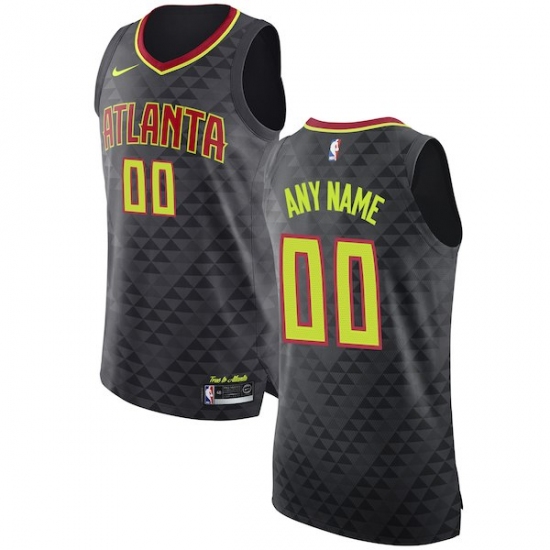 Men's Atlanta Hawks Nike Black Authentic Custom Jersey - Icon Edition - Ujersey