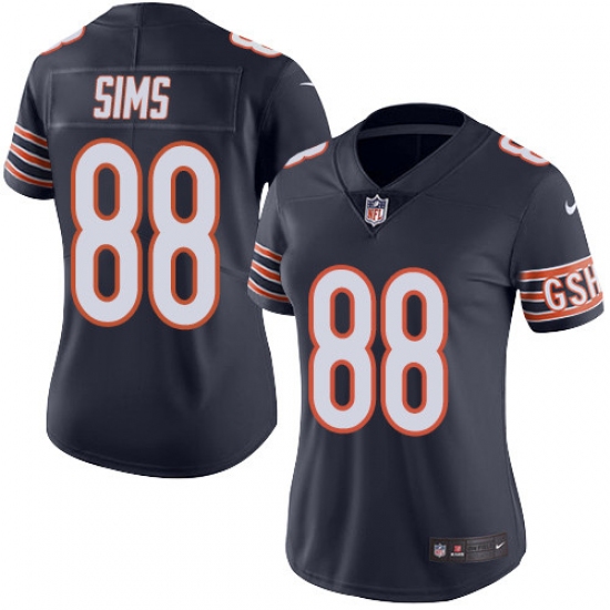 Women's Nike Chicago Bears #88 Dion Sims Navy Blue Team Color Vapor Untouchable Limited Player NFL Jersey - Ujersey
