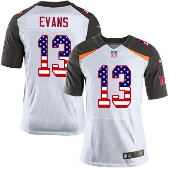 Men's Nike Tampa Bay Buccaneers #13 Mike Evans Elite White Road USA Flag Fashion NFL Jersey - ujerseystore