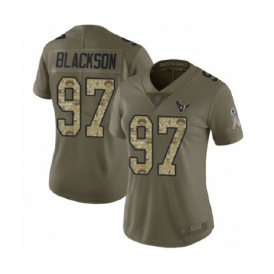 Women's Houston Texans #97 Angelo Blackson Limited Olive Camo 2017 Salute to Service Football Jersey - Ujersey