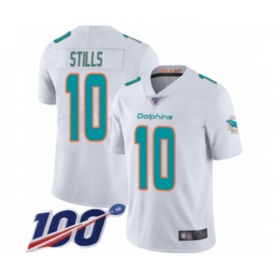 Men's Miami Dolphins #10 Kenny Stills White Vapor Untouchable Limited Player 100th Season Football Jersey - Ujersey