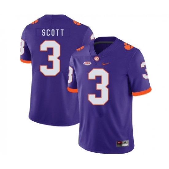 Clemson Tigers 3 Artavis Scott Purple Nike College Football Jersey - Ujersey