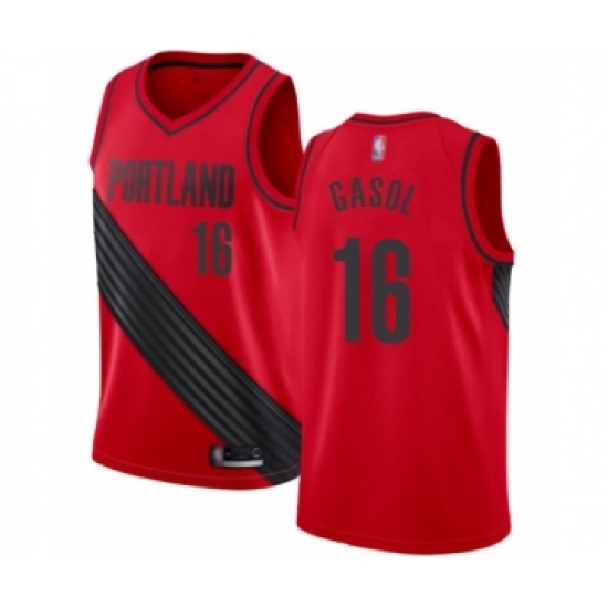 Men's Portland Trail Blazers #16 Pau Gasol Authentic Red Basketball Jersey Statement Edition - Ujersey