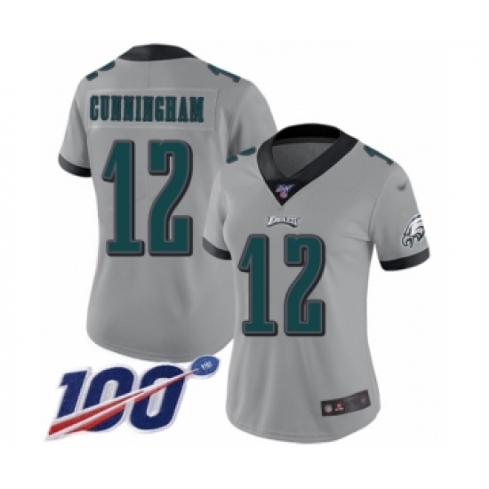 Women's Philadelphia Eagles #12 Randall Cunningham Limited Silver Inverted Legend 100th Season Football Jersey - Ujersey