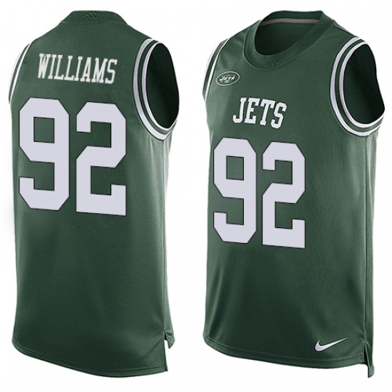 Men's Nike New York Jets #92 Leonard Williams Limited Green Player Name & Number Tank Top NFL Jersey - Ujersey