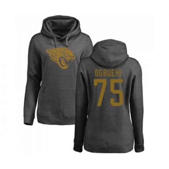Football Women's Jacksonville Jaguars #75 Cedric Ogbuehi Ash One Color Pullover Hoodie - Ujersey
