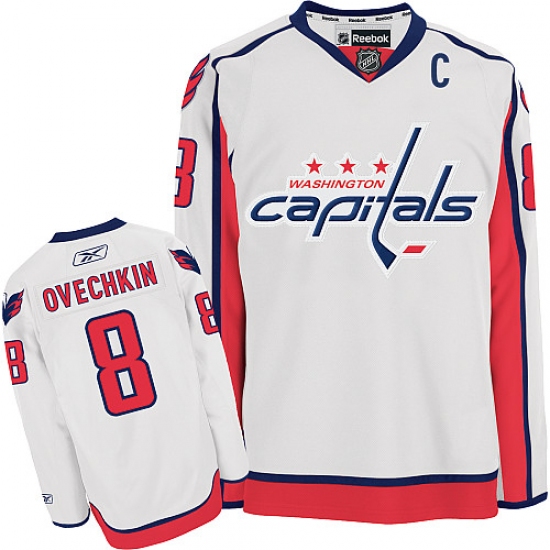 Youth Reebok Washington Capitals #8 Alex Ovechkin Authentic White Away NHL Jersey - Ujersey