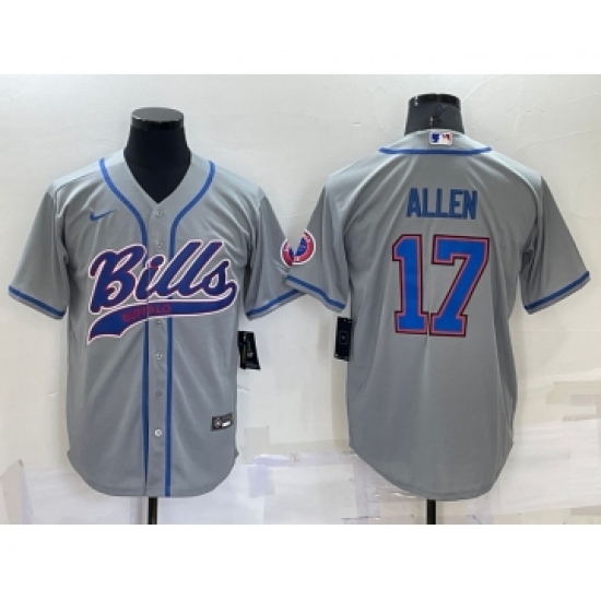 Men's Buffalo Bills #17 Josh Allen Grey Stitched Cool Base Nike Baseball Jersey - Ujersey