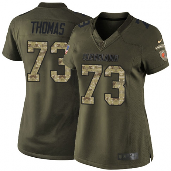 Women's Nike Cleveland Browns #73 Joe Thomas Elite Green Salute to Service NFL Jersey - Ujersey