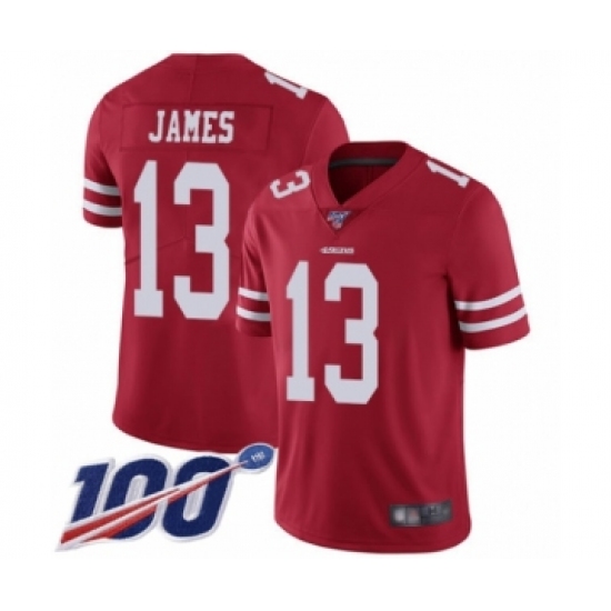 Youth San Francisco 49ers #13 Richie James Red Team Color Vapor Untouchable Limited Player 100th Season Football Jersey - Ujersey