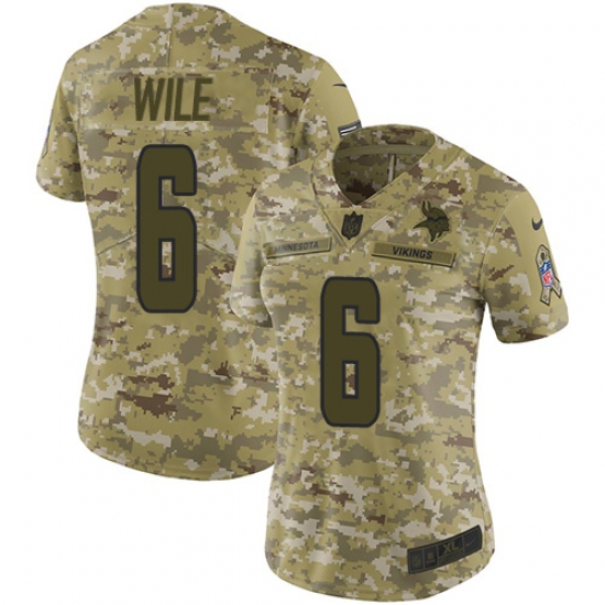 Women's Nike Minnesota Vikings #6 Matt Wile Limited Camo 2018 Salute to Service NFL Jersey - Ujersey