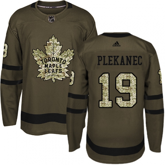 Men's Adidas Toronto Maple Leafs #19 Tomas Plekanec Authentic Green Salute to Service NHL Jersey - Ujersey