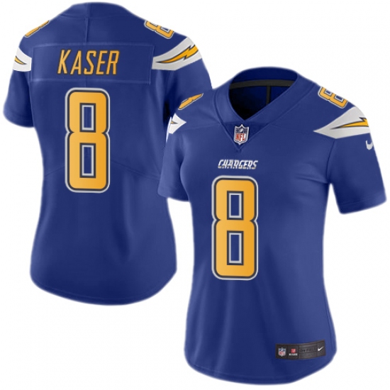 Women's Nike Los Angeles Chargers #8 Drew Kaser Limited Electric Blue Rush Vapor Untouchable NFL Jersey - Ujersey