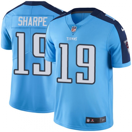 Men's Nike Tennessee Titans #19 Tajae Sharpe Limited Light Blue Rush Vapor Untouchable NFL Jersey - Ujersey