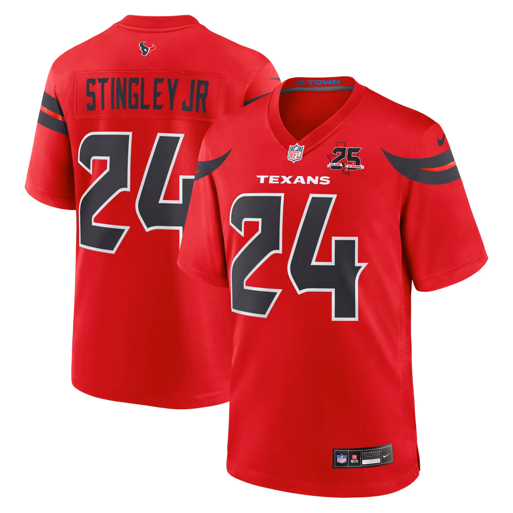 Men's Houston Texans Derek Stingley Jr. Nike Red Alternate 25th Season Game Jersey