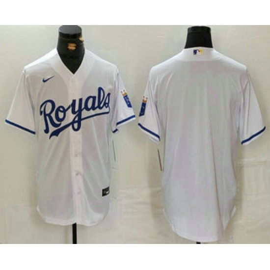 Men's Kansas City Royals Blank White Cool Base Stitched Baseball Jersey - Ujersey