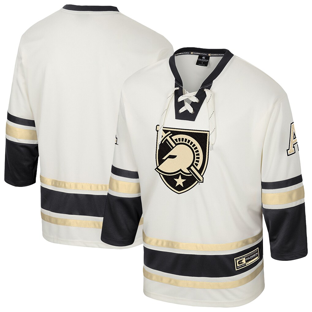 Men's Colosseum Cream Army Black Knights Puck Proud Fashion Hockey Jersey - ujerseystore