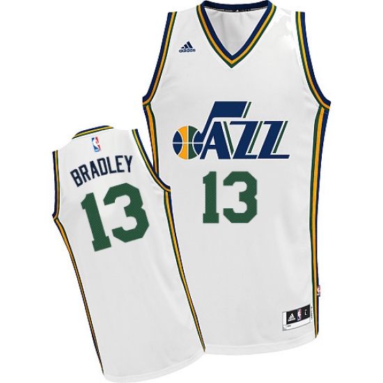 Men's Adidas Utah Jazz #13 Tony Bradley Swingman White Home NBA Jersey