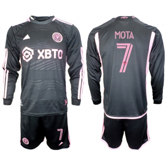 Men's Inter Miami CF #7 Mota 2023-24 Black Away Soccer Jersey Suit - Ujersey