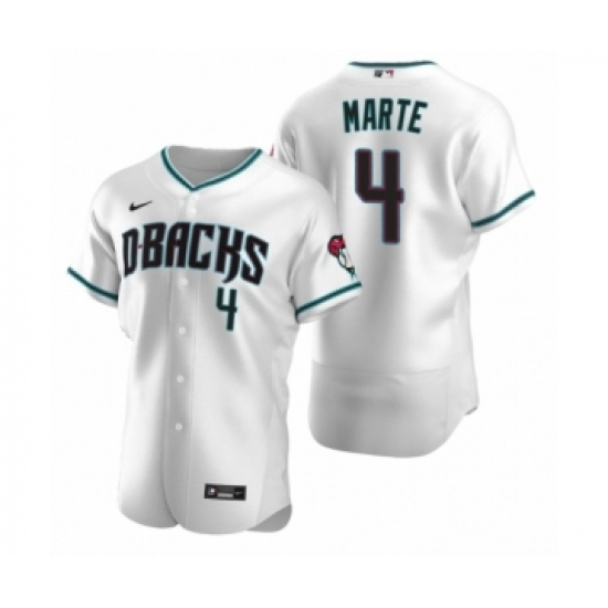 Men's Arizona Diamondbacks #4 Ketel Marte Nike White Teal Authentic 2020 Alternate Jersey - Ujersey