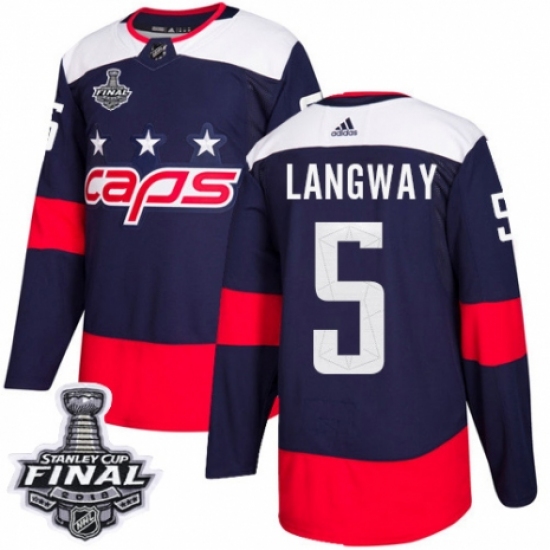 Men's Adidas Washington Capitals #5 Rod Langway Authentic Navy Blue 2018 Stadium Series 2018 Stanley Cup Final NHL Jersey - Ujersey