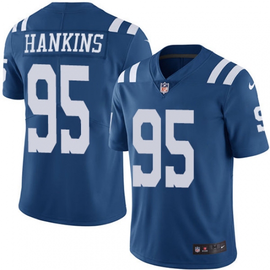 Youth Nike Indianapolis Colts #95 Johnathan Hankins Limited Royal Blue Rush Vapor Untouchable NFL Jersey - Ujersey