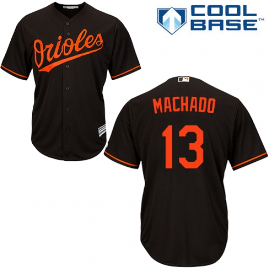 Youth Majestic Baltimore Orioles #13 Manny Machado Authentic Black Alternate Cool Base MLB Jersey - Ujersey