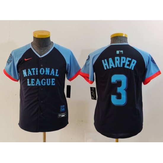 Youth Philadelphia Phillies #3 Bryce Harper Navy 2024 All Star Limited Stitched Jersey - Ujersey
